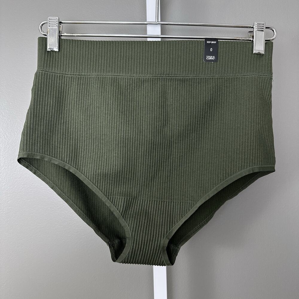Torrid Curve Sexy Brief Panties Army Green Plus Size 0 Nylon Spandex New Panty